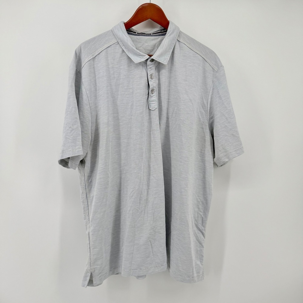Tommy Bahama XXL Shoreline Surf Polo Shirt Gray Short Sleeve Golf Beach Casual